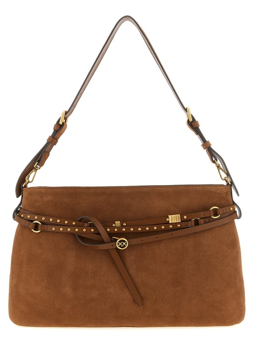 Bolso de Hombro de Piel de Vaca Marrón PINKO - Image 1
