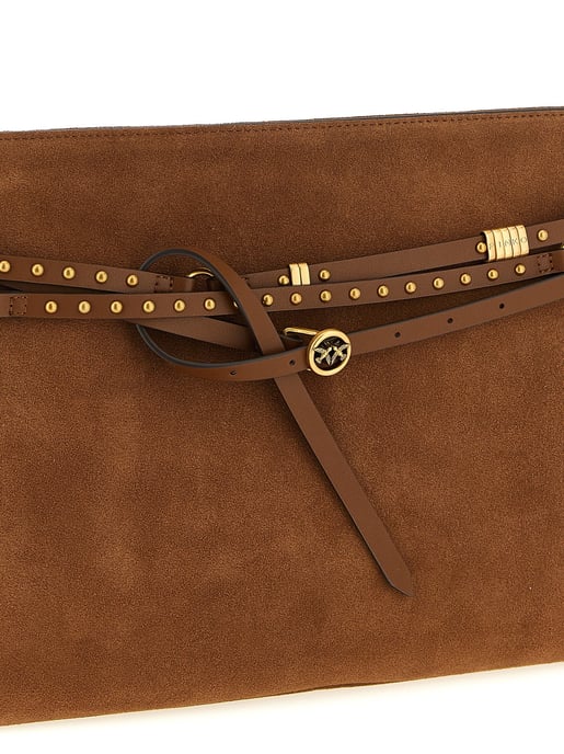 Bolso de Hombro de Piel de Vaca Marrón PINKO - Image 3