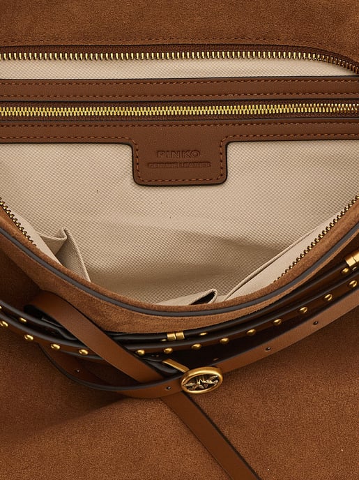 Bolso de Hombro de Piel de Vaca Marrón PINKO - Image 4