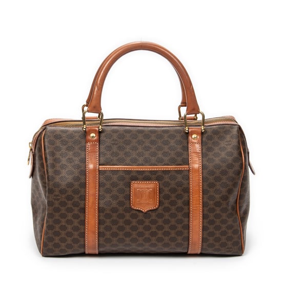 Celine Vintage Small Boston en marrón Lienzo recubierto - Image 1