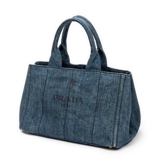 Prada Medium Canapa Tote  en  Blue Lienzo - Image 2