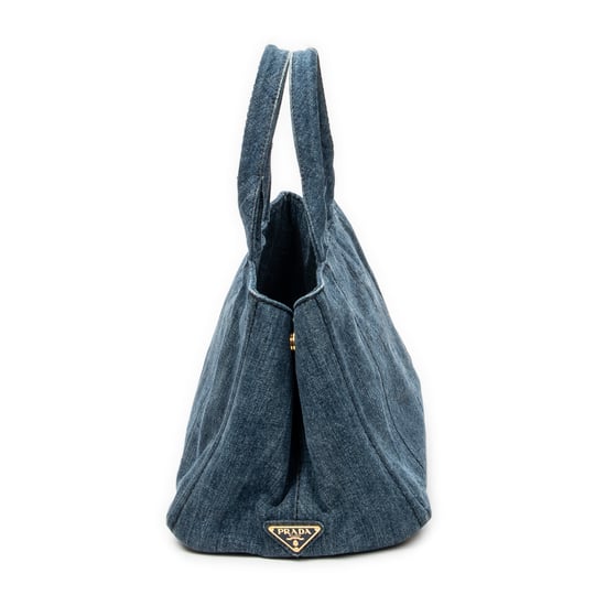 Prada Medium Canapa Tote  en  Blue Lienzo - Image 4