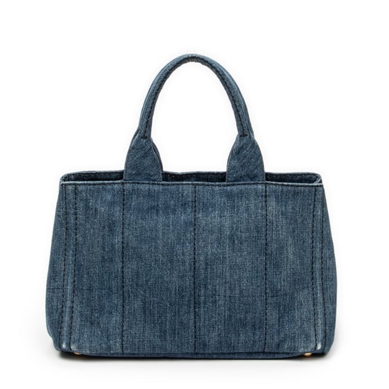 Prada Medium Canapa Tote  en  Blue Lienzo - Image 5