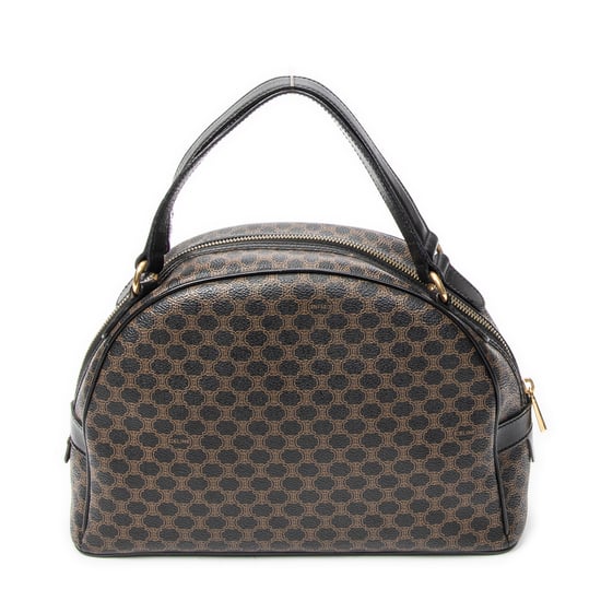 Celine Vintage Dome Top Handle en negro Lienzo recubierto - Image 5