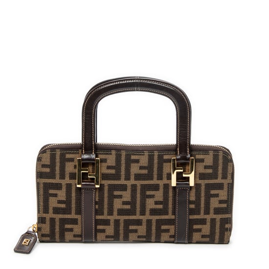 Fendi Top Handle Zip Wallet en marrón Lienzo - Image 1