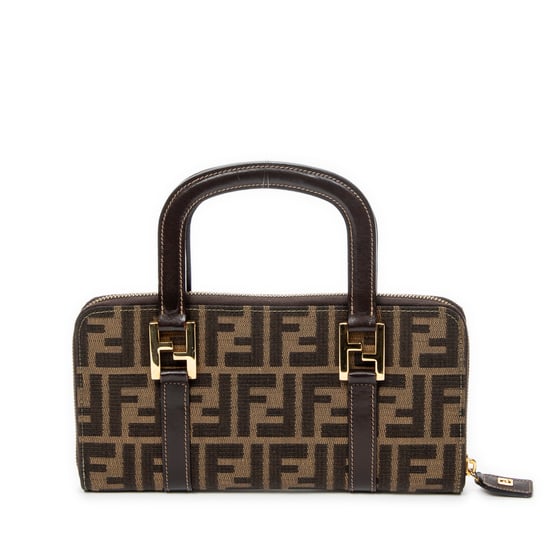 Fendi Top Handle Zip Wallet en marrón Lienzo - Image 5
