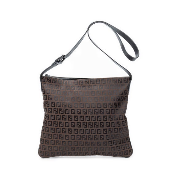 Fendi Flat Messenger en marrón oscuro Lienzo - Image 1