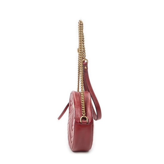 Gucci GG Marmont Chain Round Crossbody  en  rojo Cuero de ternero - Image 3