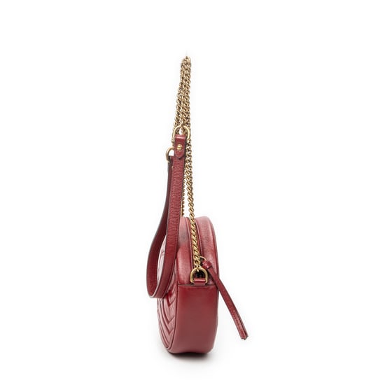 Gucci GG Marmont Chain Round Crossbody  en  rojo Cuero de ternero - Image 4
