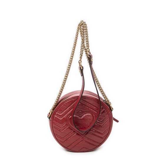 Gucci GG Marmont Chain Round Crossbody  en  rojo Cuero de ternero - Image 5