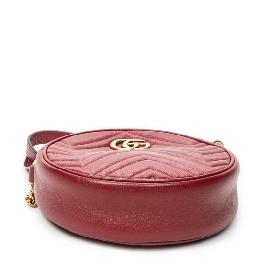 Gucci GG Marmont Chain Round Crossbody  en  rojo Cuero de ternero - Image 6