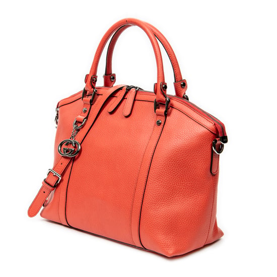 Gucci Medium GG Charm Dome Satchel en rojo Cuero de ternero - Image 2
