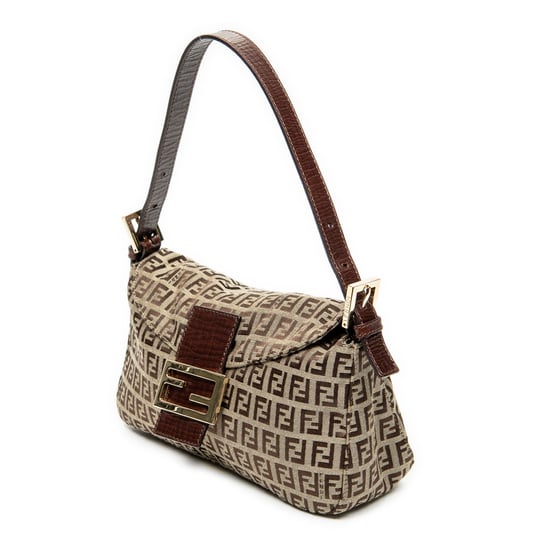 Fendi Fold Over Baguette en Brown Lienzo - Image 2
