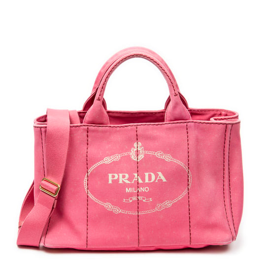 Prada Medium Canapa Tote en rosa Lienzo - Image 1