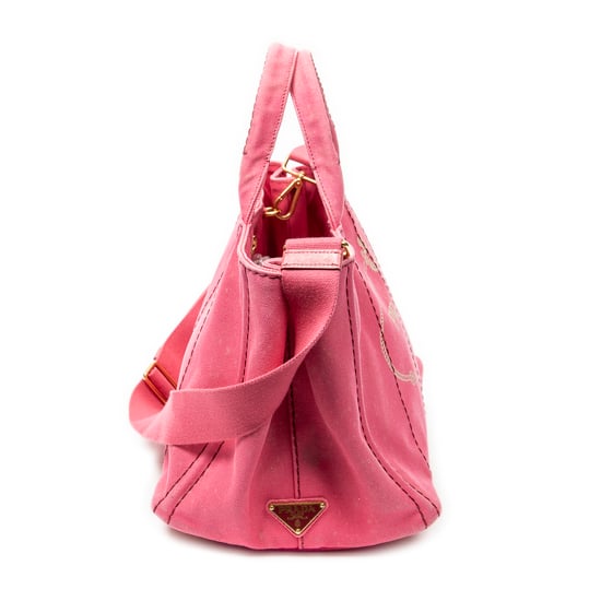 Prada Medium Canapa Tote en rosa Lienzo - Image 4