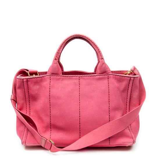 Prada Medium Canapa Tote en rosa Lienzo - Image 5