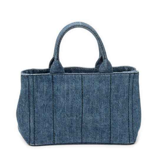 Prada Small Canapa Tote en Blue Lienzo - Image 5