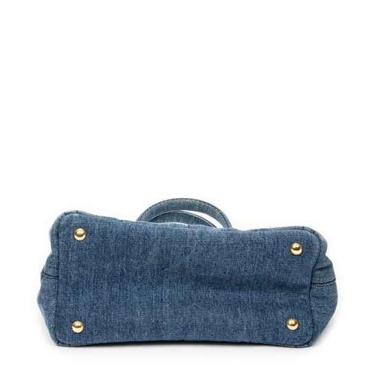Prada Small Canapa Tote en Blue Lienzo - Image 6