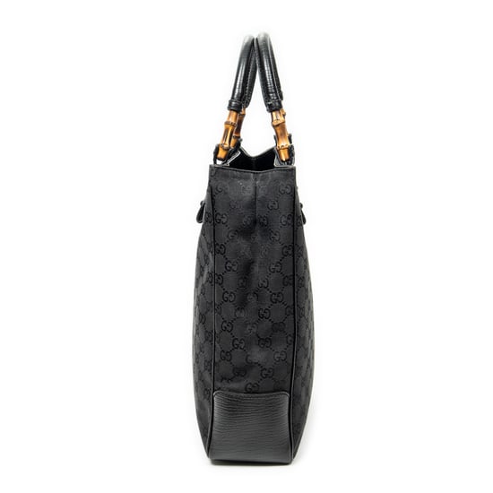 Gucci Bamboo Tote en negro Lienzo - Image 3