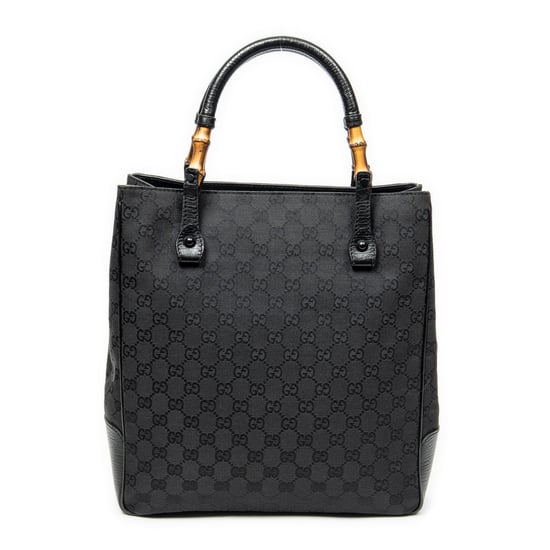 Gucci Bamboo Tote en negro Lienzo - Image 5