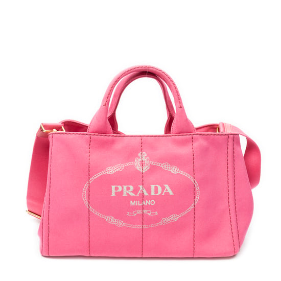 Prada Medium Canapa Tote en rosa Lienzo - Image 1