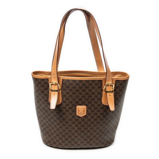 Celine Vintage Bucket Tote en marrón Lienzo recubierto - Image 1