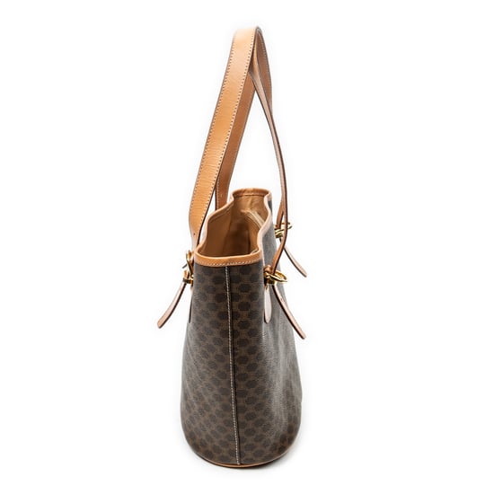 Celine Vintage Bucket Tote en marrón Lienzo recubierto - Image 3