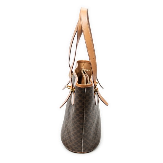 Celine Vintage Bucket Tote en marrón Lienzo recubierto - Image 4