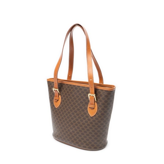 Celine Vintage Bucket Tote en marrón Lienzo recubierto - Image 2