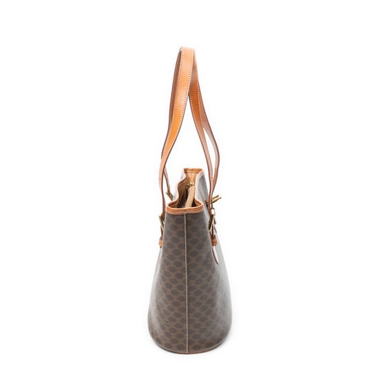 Celine Vintage Bucket Tote en marrón Lienzo recubierto - Image 3