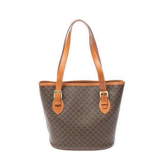 Celine Vintage Bucket Tote en marrón Lienzo recubierto - Image 5