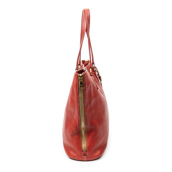 Prada Large Side Zip Tote  en  Red Cuero de ternero - Image 4