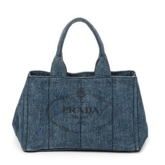Prada Medium Canapa Tote en Blue Lienzo - Image 1