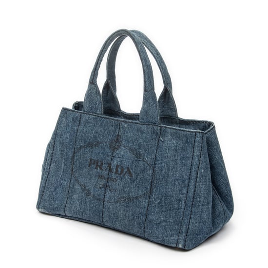 Prada Medium Canapa Tote en Blue Lienzo - Image 2