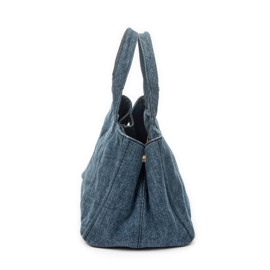 Prada Medium Canapa Tote en Blue Lienzo - Image 3