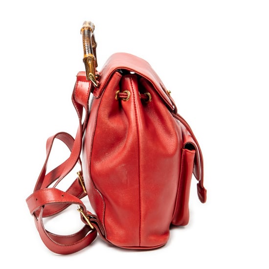 Gucci Mini Bamboo Backpack  en  Red Cuero de ternero - Image 4