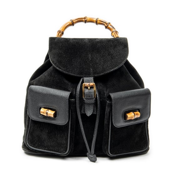 Gucci Large Bamboo Backpack en negro Cuero de ternero - Image 1