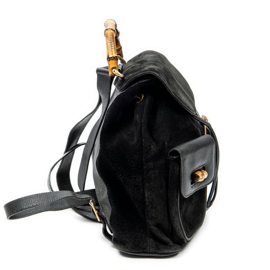 Gucci Large Bamboo Backpack en negro Cuero de ternero - Image 4