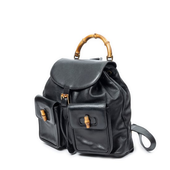 Gucci Large Bamboo Backpack  en  negro Cuero de ternero - Image 2