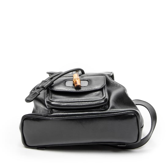 Gucci Mini Bamboo Backpack en negro Cuero de ternero - Image 6