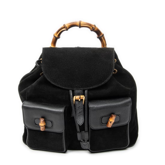 Gucci Large Bamboo Backpack en negro Cuero de ternero - Image 1