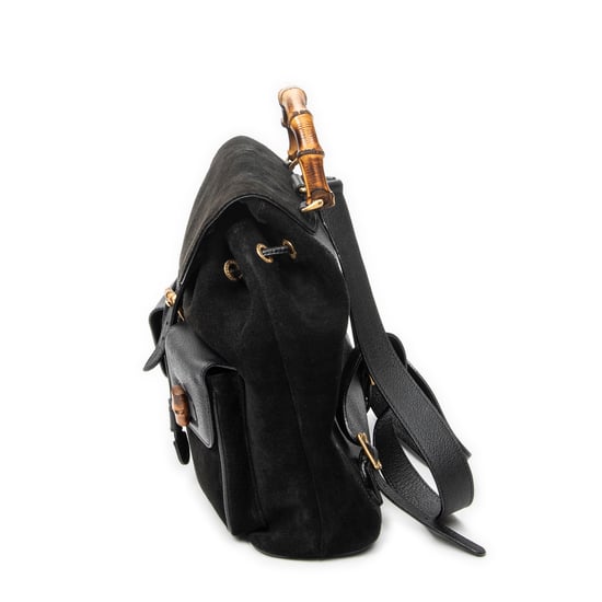 Gucci Large Bamboo Backpack en negro Cuero de ternero - Image 3