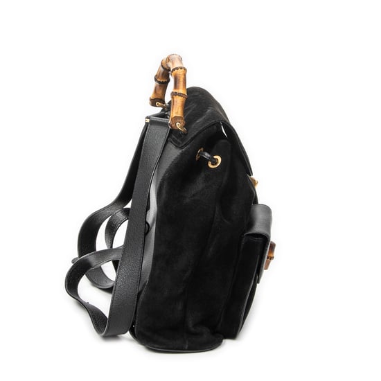 Gucci Large Bamboo Backpack en negro Cuero de ternero - Image 4
