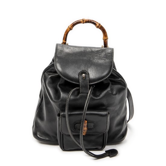 Gucci Mini Bamboo Backpack en negro Cuero de ternero - Image 1