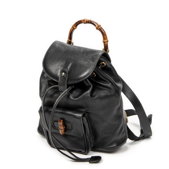 Gucci Mini Bamboo Backpack en negro Cuero de ternero - Image 2