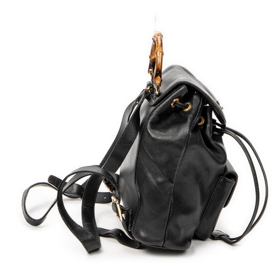 Gucci Mini Bamboo Backpack en negro Cuero de ternero - Image 4