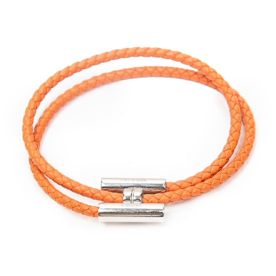 Hermès Tournis Tresse Bracelet en naranja Cuero de ternero - Image 1