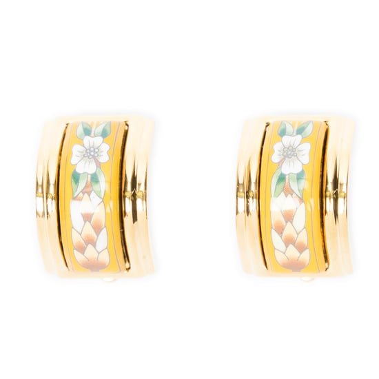 Hermès Enamel Clip On Earrings en amarillo Acero inoxidable sin níquel - Image 1
