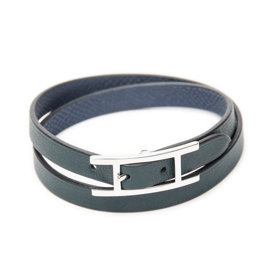 Hermès Behapi Double Tour Bracelet T5 en verde oscuro Cuero de ternero - Image 1