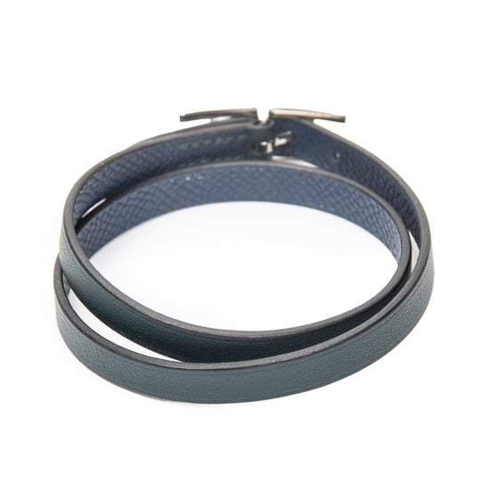 Hermès Behapi Double Tour Bracelet T5 en verde oscuro Cuero de ternero - Image 2